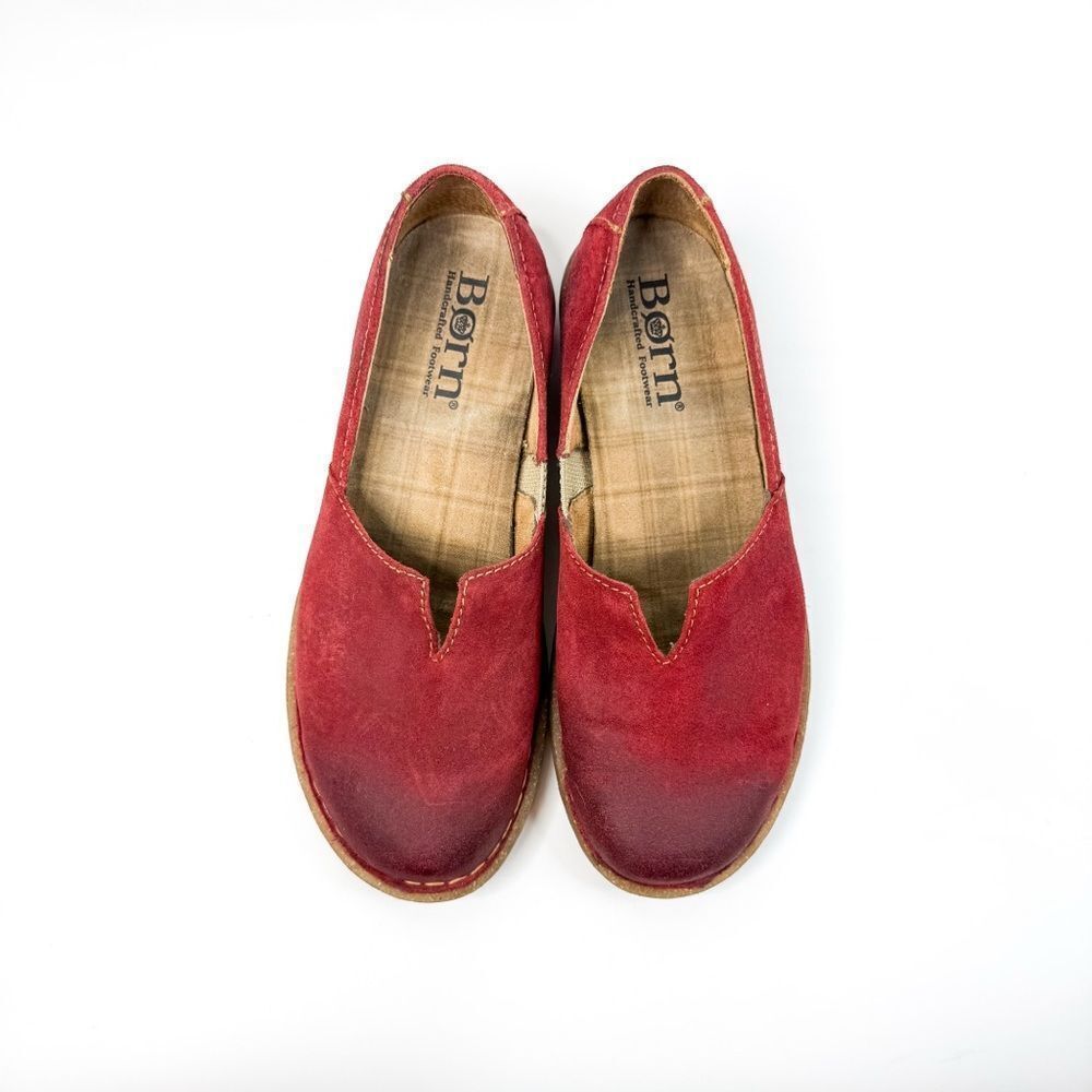 Børn Women’s Suede Leather Slip-On Flats Walking Shoes - Red - Size 7.5 - Picture 5 of 9